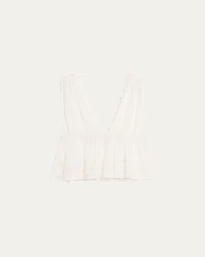 Ulla Johnson Anya Plunge V Neck Top Coverup Pristine In White