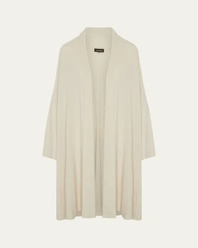 Eskandar A-line Scrunch Shawl Collar Cardigan (very Long Length) In White