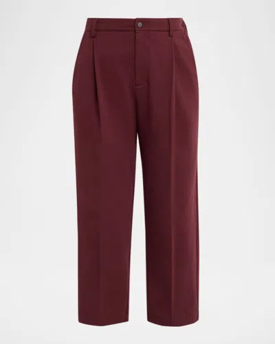 Brunello Cucinelli Light Fleece Straight-leg Crop Travel Pants In Burgundy