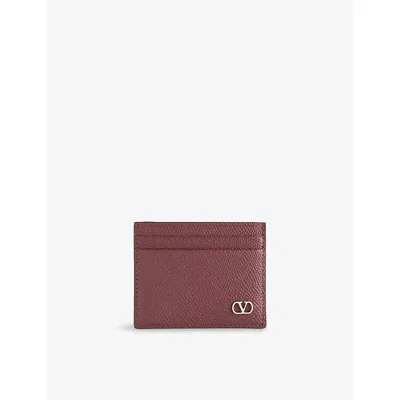 Valentino Mens Rosewood Vlogo Leather Card Holder