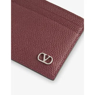 Valentino Mens Rosewood Vlogo Leather Card Holder