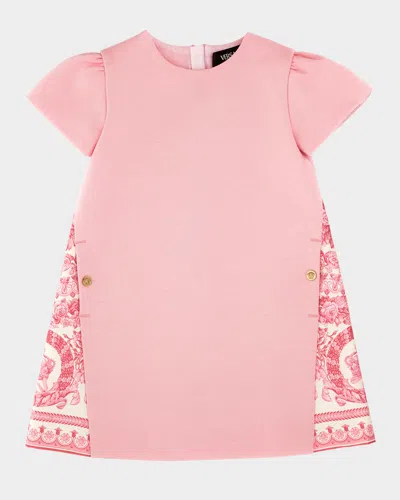 Versace Short Sleeve Dress In Pink