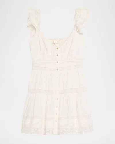 Loveshackfancy Rietta Cotton Lace-trimmed Mini Dress In White