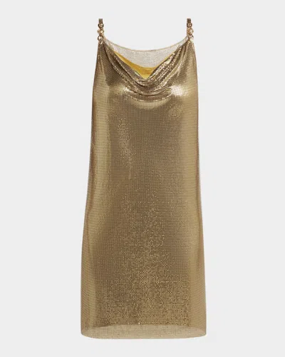 Versace Sleeveless Cowl-neck Metal Mesh Mini Dress