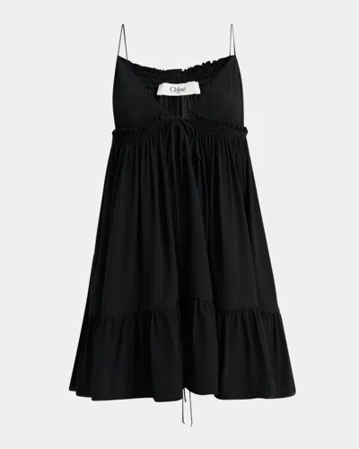 Chloé V-neck Ruffle Mini Babydoll Dress
