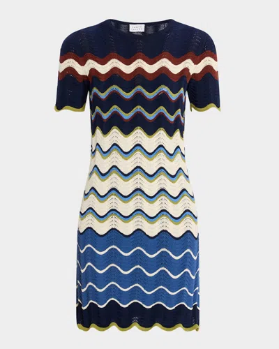Tanya Taylor Leighton Short-sleeve Wavy Knit Midi Dress