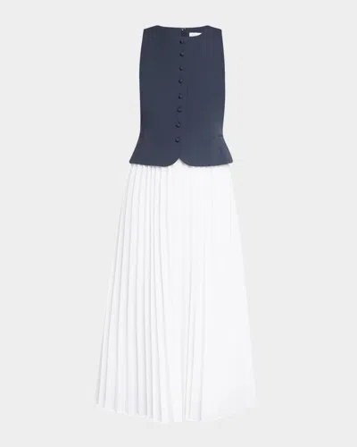 Tanya Taylor Robbie Pleated Combo Dress In Multi