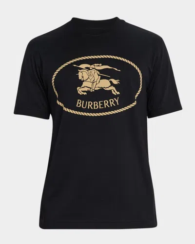 Burberry Mens Brand-print Crewneck Cotton-jersey T-shirt Black Xl