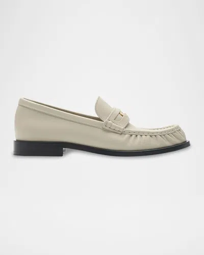 Burberry Cadet Grained Calf Leather Penny Loafers In Neutral
