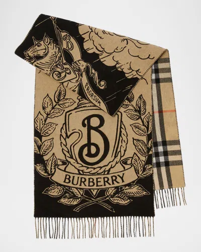 Burberry Stormy Knight Reversible Jacquard Check Cashmere Scarf