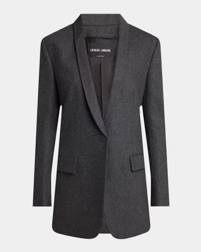 Giorgio Armani Cashmere Flannel Single-breasted Blazer In Gray