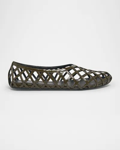 Alaïa Cage Patent Leather Ballerina Flats