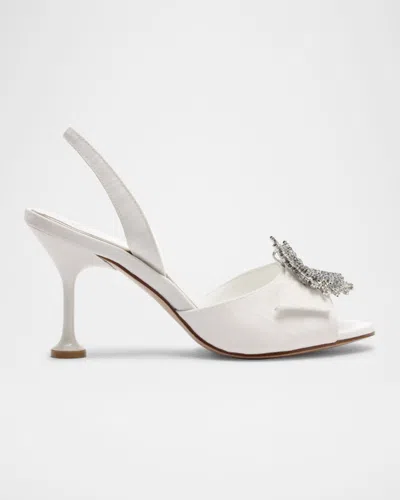 Alexandre Birman Easy Madelina Embellished Satin 85 Pumps In White