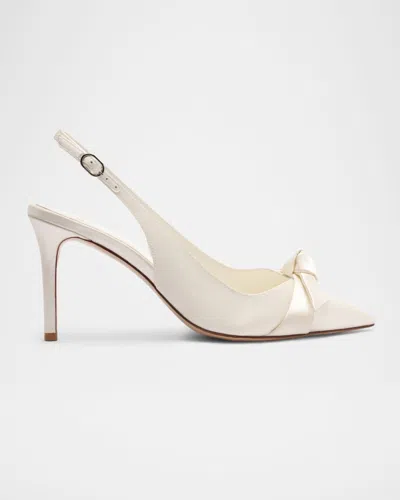Alexandre Birman Classic Clarita Satin Slingback Pumps In White