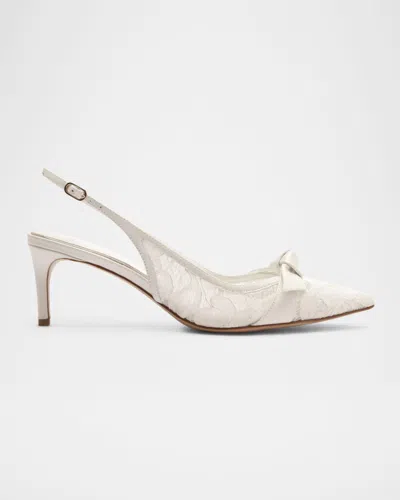 Alexandre Birman Classic Clarita Lace Slingback Pumps In White