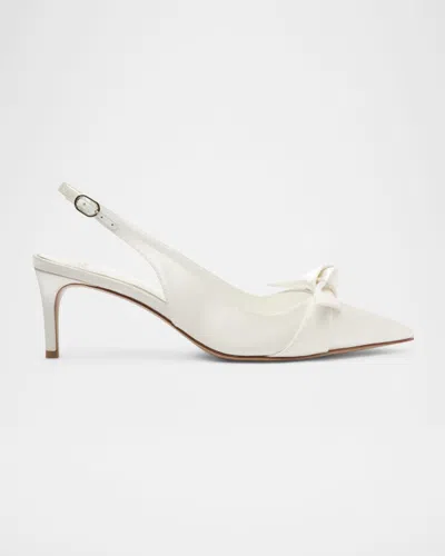 Alexandre Birman Classic Clarita Satin Slingback Pumps In White