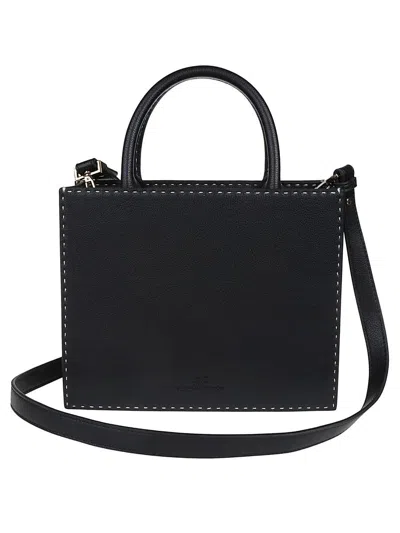 Elisabetta Franchi Borsa Tote Nera Piccola Con Impunture A Contrasto In Black