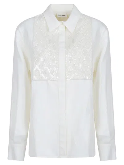 P.a.r.o.s.h Parosh Floral Embroidered White Shirt With Sequins In White