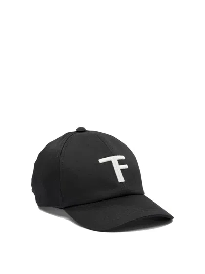 Tom Ford Black Baseball Cap With Logo Embroidery On The Front And Logo Lettering On The Rear In Cotton Man In Black