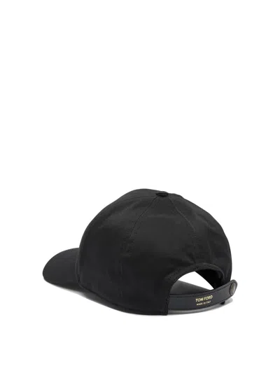 Tom Ford Black Baseball Cap With Logo Embroidery On The Front And Logo Lettering On The Rear In Cotton Man In Black
