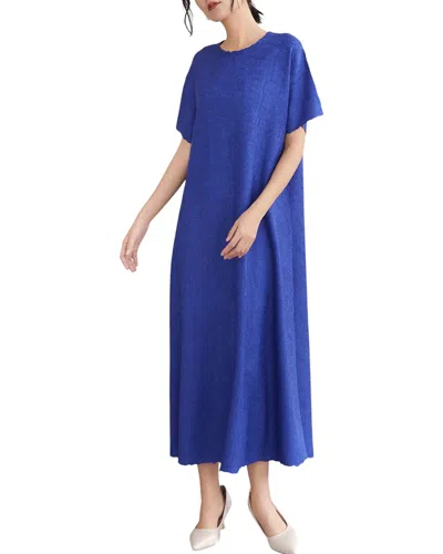Adele Berto Short Sleeve Midi Dress In Blue