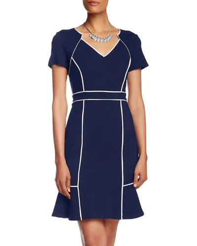 Shani Focus By  V-neck Ponte Dress In Blue