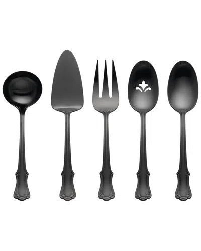 Oneida James Street Satin Black 5 Piece Hostess Set In Gray