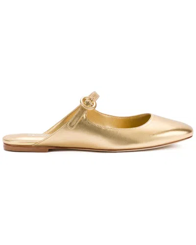 Larroude Blair Leather Flat Mule In Gold