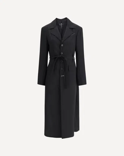 Mm6 Maison Margiela Wool Trenchcoat Enhanced For Movement In Black