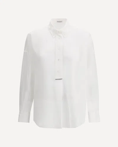 Brunello Cucinelli Semi-transparent Shirt In White