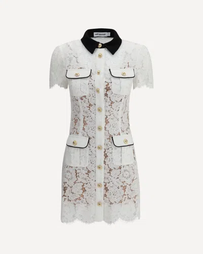 Self-portrait Delicate Lace Dress With Structured Pockets In White