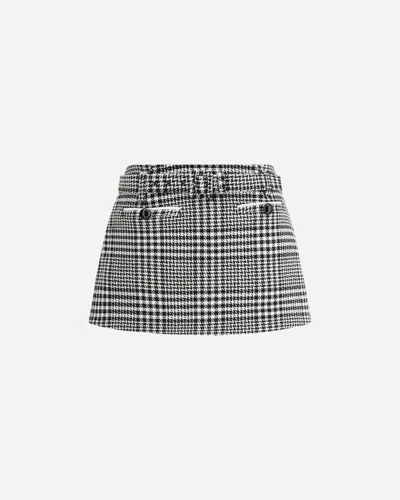 Self-portrait Houndstooth Wool Pants-skirt In Multi