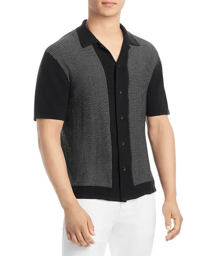Rag & Bone Harvey Cotton-blend Knit Short-sleeved Shirt In Black White