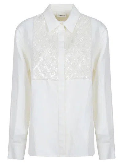 P.a.r.o.s.h Parosh Floral Embroidered White Shirt With Sequins In White