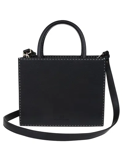 Elisabetta Franchi Borsa Tote Nera Piccola Con Impunture A Contrasto In Black