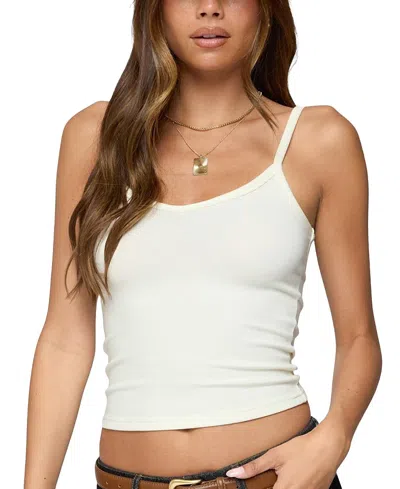 Edikted Aspyn V Neck Ribbed Tank Top In White