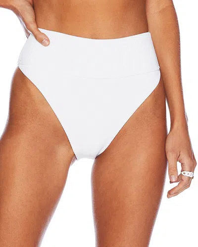 Beach Riot Highway High Waist Bow Bikini Bottoms In White