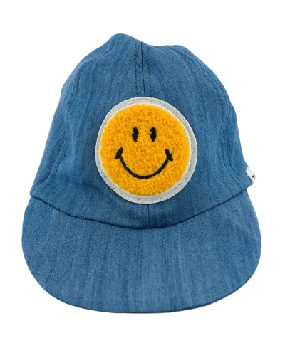 Oh Baby ! Baseball Cap - Lyocell Denim With Smiley Applique In Blue