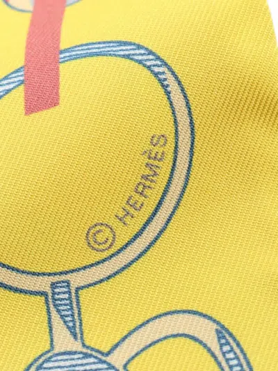 Pre-owned Hermes 2021 Re Du Boucles Silk Ribbon Scarf