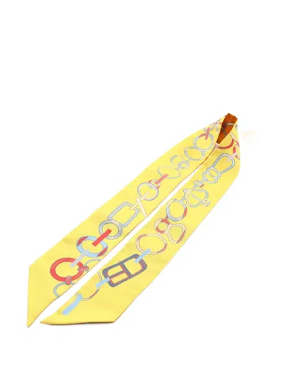 Pre-owned Hermes 2021 Re Du Boucles Silk Ribbon Scarf