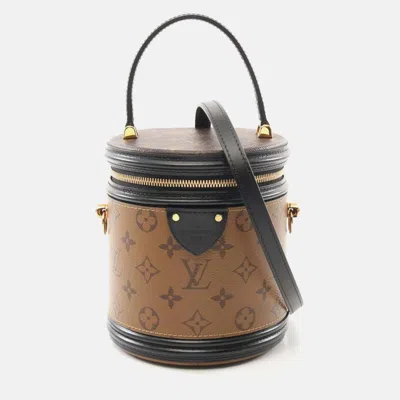 Pre-owned Louis Vuitton Cannes Monogram Reverse Handbag Coated Canvas Leather Brown Black