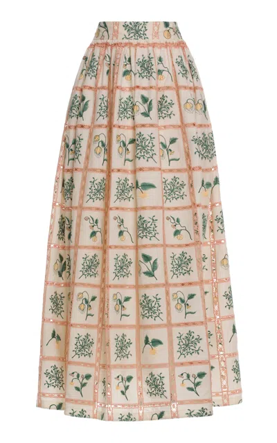 Agua By Agua Bendita Tangelo Printed Maxi Skirt