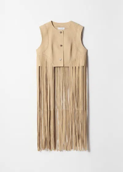 & Other Stories Fringed Suede Vest In Brown