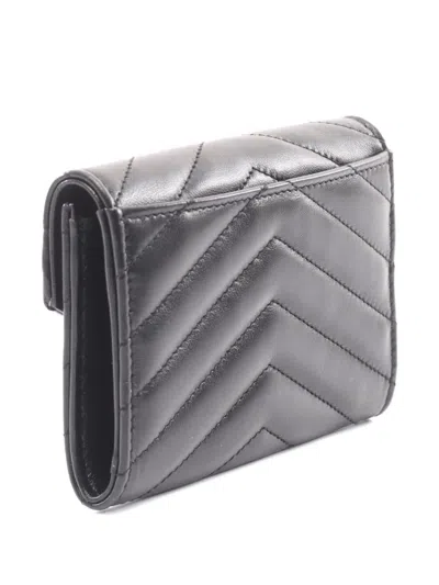Pre-owned Saint Laurent 2021 Monogram Chevron Wallet