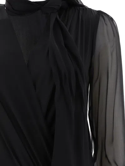 Pinko Long-sleeved V-neck Bodysuit In Black