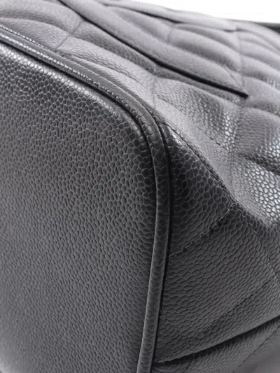 Pre-owned Chanel 2004 Quilted Caviar Leather Shoulder Bag In Black