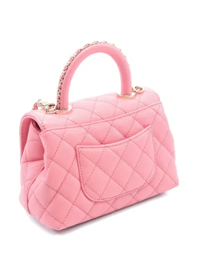 Pre-owned Chanel 2021 Coco Quilted Handle Xxs Handbag In Pink