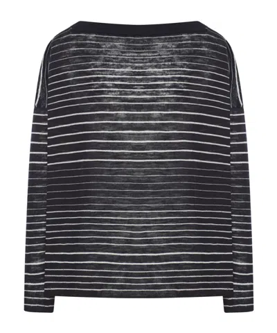 Roberto Collina Striped Long-sleeve Knitted Sweater In Black