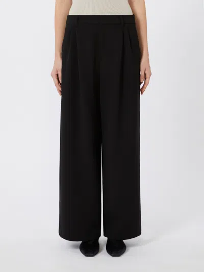 Max Mara Wide-legged Wool Casual Trousers In Black