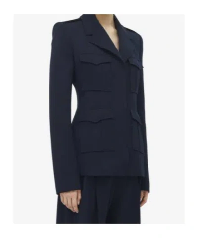 Alexander Mcqueen Wool Uniform Jacket In Blue